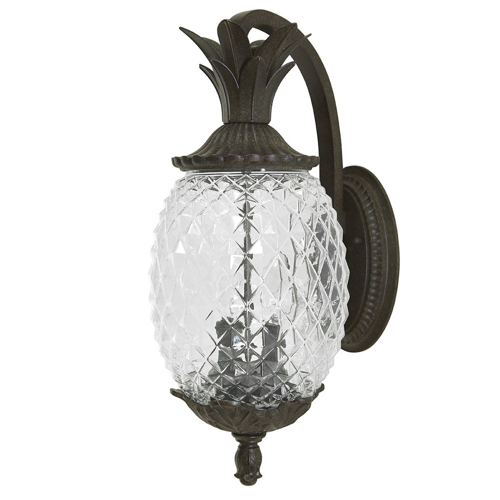 Acclaim Lighting-7502BC-Lanai - Two Light Outdoor Wall Mount - 7.25 Inches Wide by 18 Inches High   Black Coral Finish with Clear Pineapple Glass