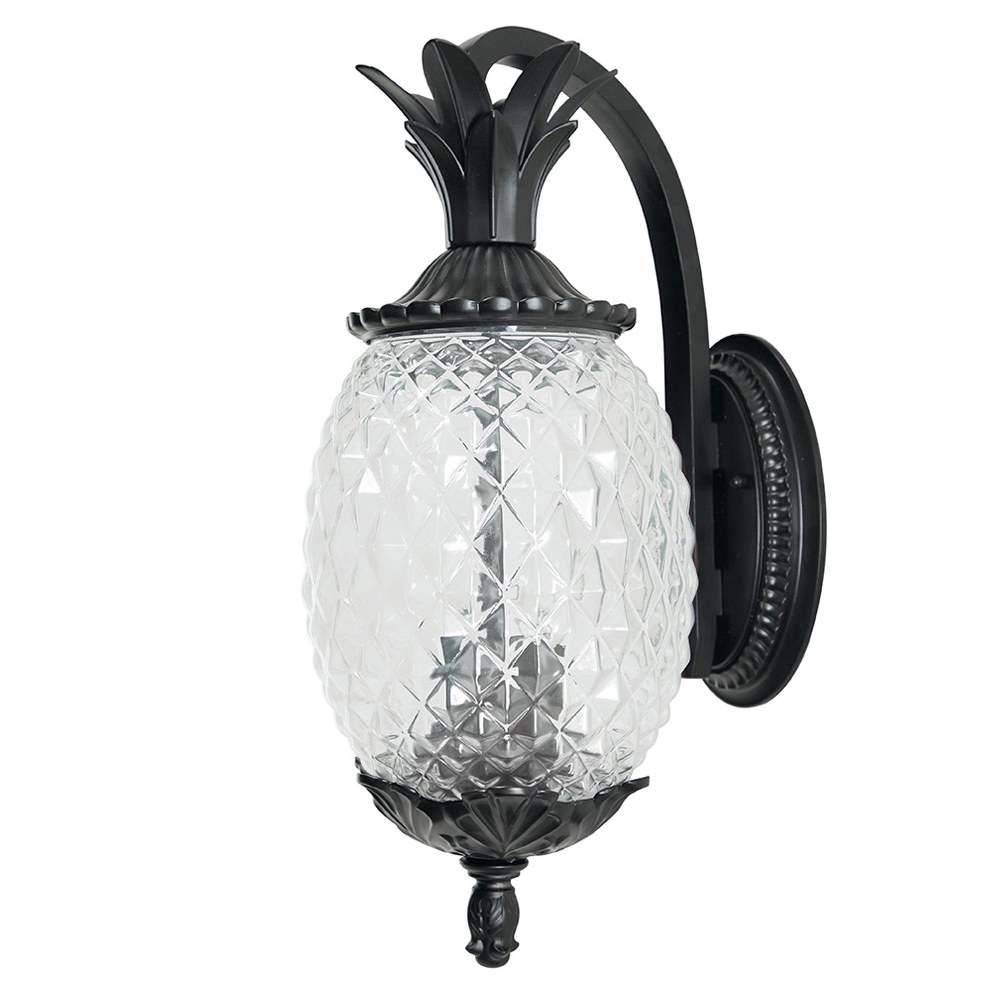 Acclaim Lighting-7502BK-Lanai - Two Light Outdoor Wall Mount - 7.25 Inches Wide by 18 Inches High   Matte Black Finish with Clear Pineapple Glass