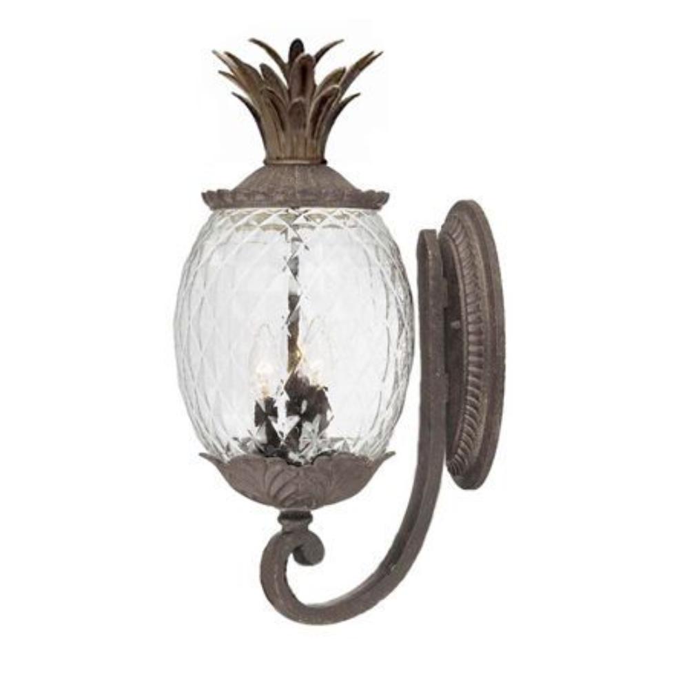 Acclaim Lighting-7511BC-Lanai - Three Light Outdoor Wall Mount - 10 Inches Wide by 21.75 Inches High   Black Coral Finish with Clear Pineapple Glass