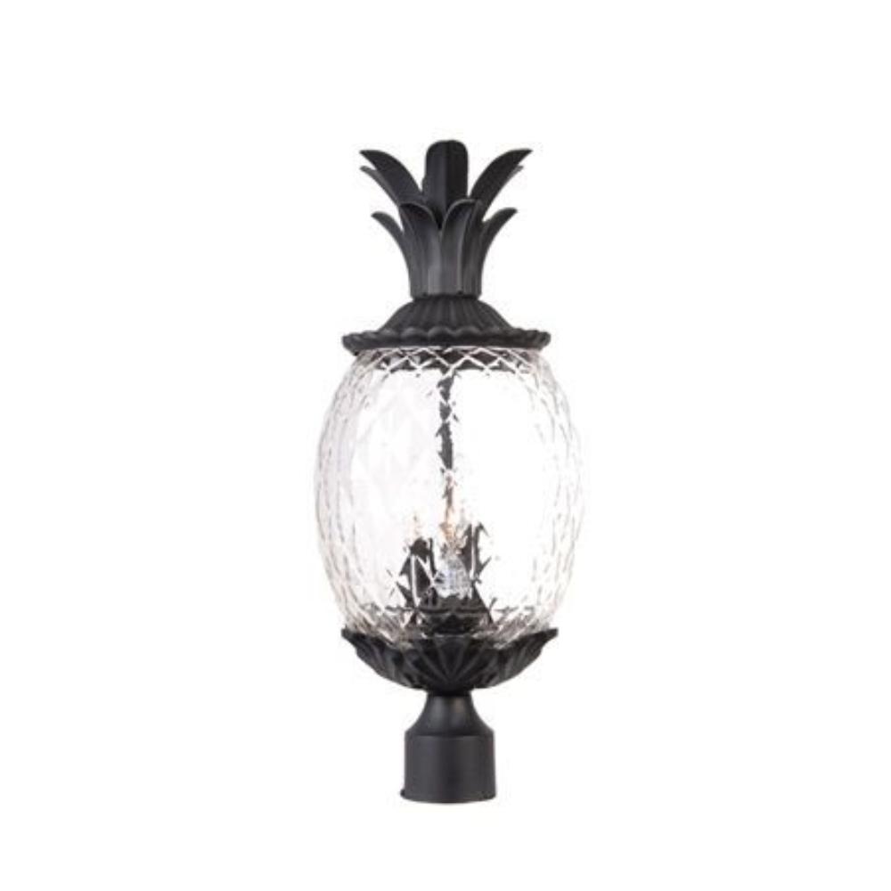 Acclaim Lighting-7517BK-Lanai - Three Light Post - 10 Inches Wide by 22.25 Inches High   Matte Black Finish with Clear Pineapple Glass