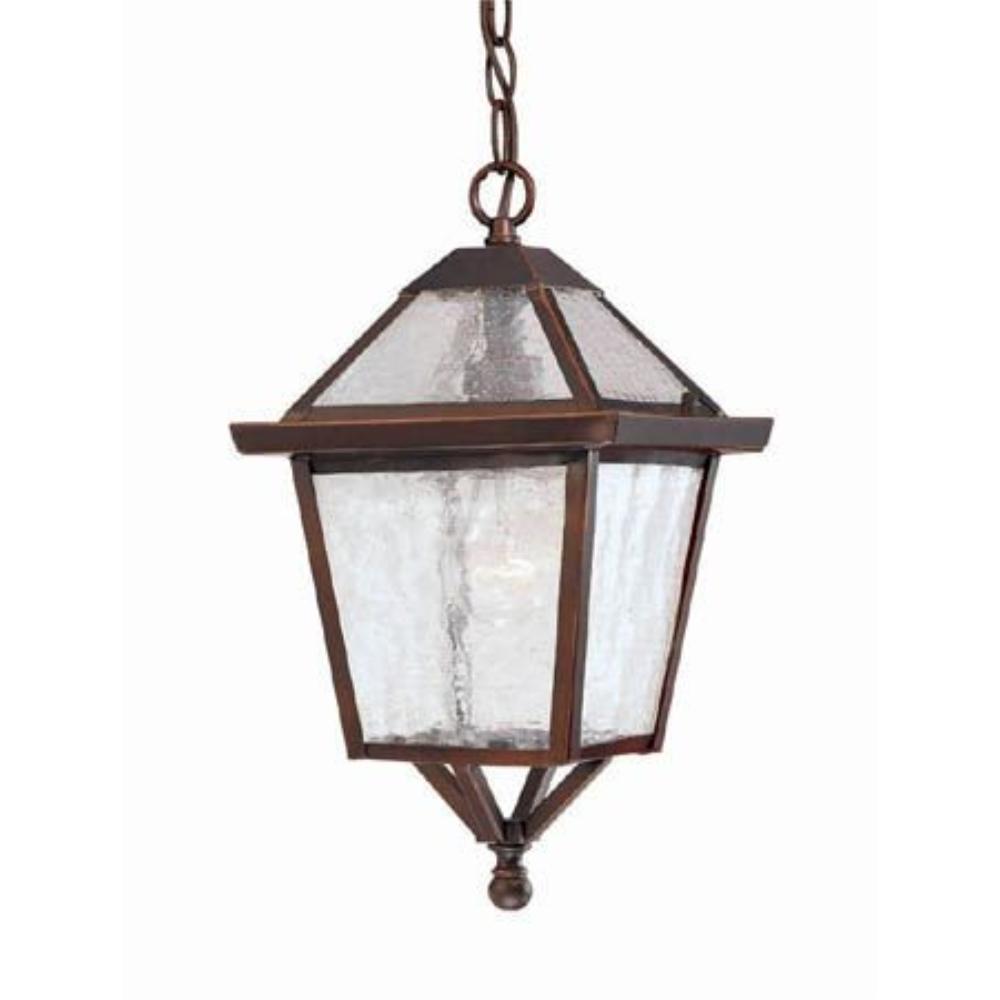 Acclaim Lighting-7616ABZ-Charleston - One Light Outdoor Hanging Lantern - 8 Inches Wide by 14 Inches High Architectural Bronze  Matte Black Finish with Clear Seeded Glass