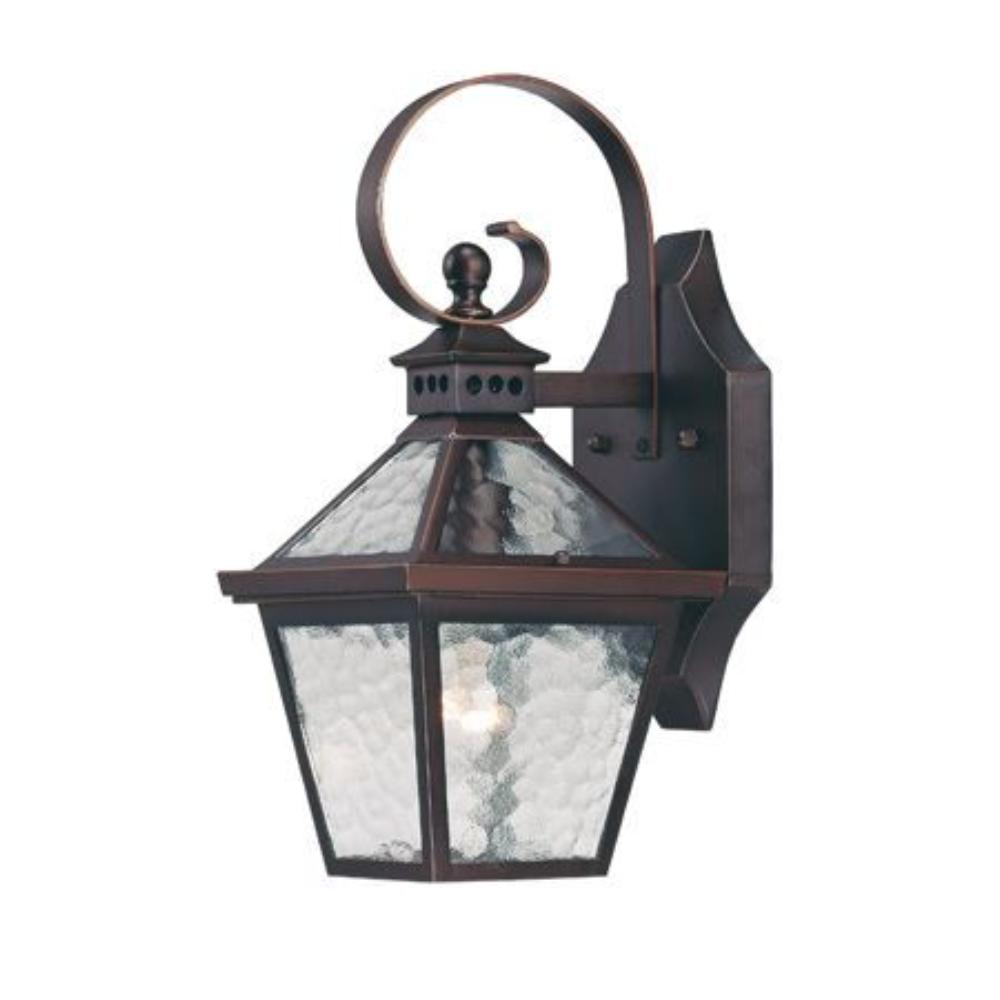 Acclaim Lighting-7652ABZ-Bay Street - One Light Outdoor Wall Mount - 6.5 Inches Wide by 14 Inches High Architectural Bronze  Matte Black Finish with Hammered Water Glass