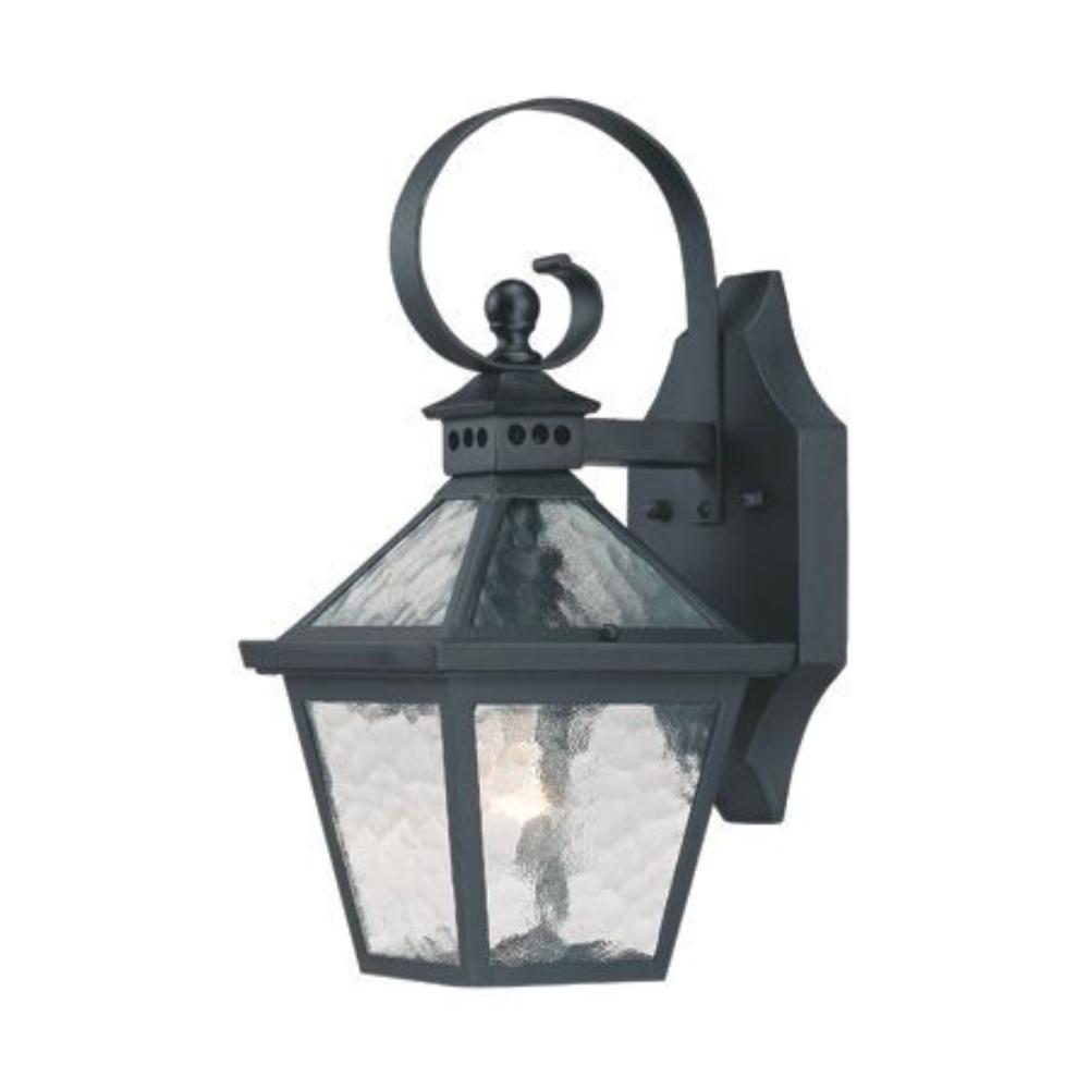 Acclaim Lighting-7652BK-Bay Street - One Light Outdoor Wall Mount - 6.5 Inches Wide by 14 Inches High   Matte Black Finish with Hammered Water Glass