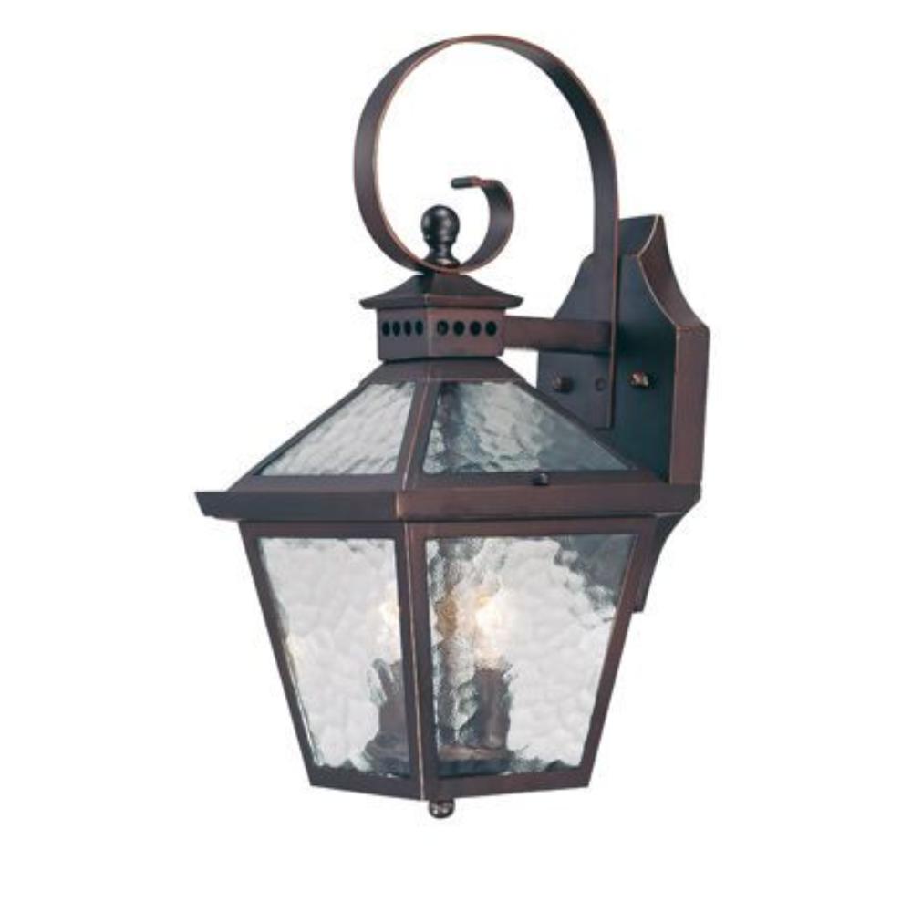 Acclaim Lighting-7662ABZ-Bay Street - Two Light Outdoor Wall Mount - 7.75 Inches Wide by 16.25 Inches High   Architectural Bronze Finish with Hammered Water Glass