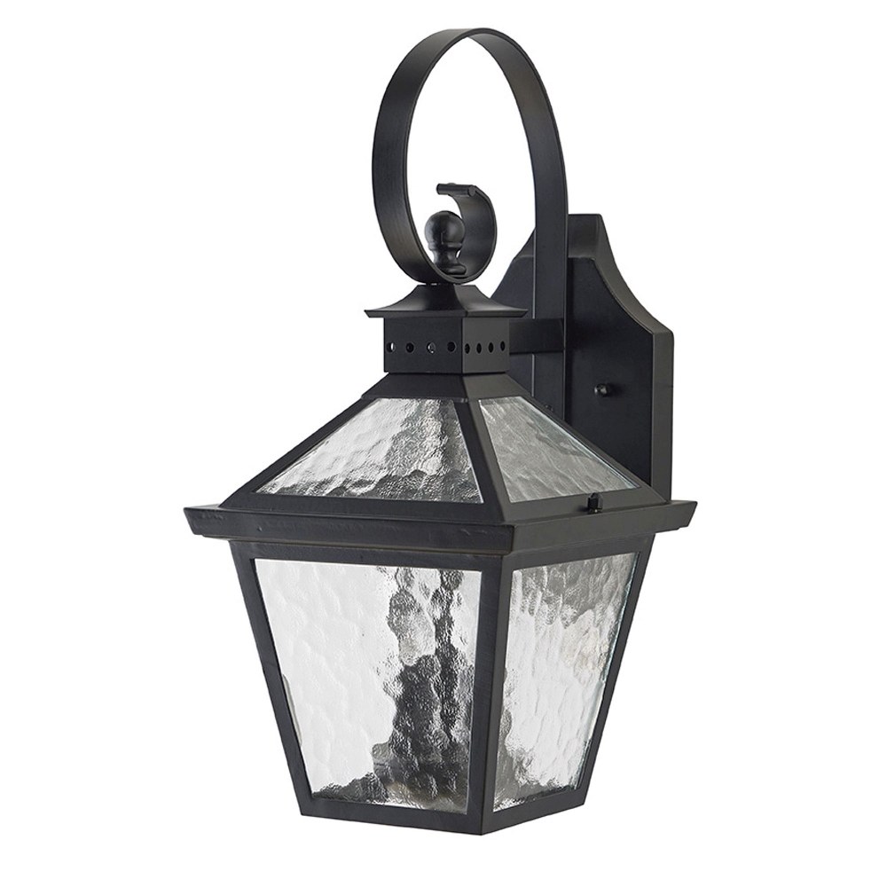 Acclaim Lighting-7662BK-Bay Street - Two Light Outdoor Wall Mount - 7.75 Inches Wide by 16.25 Inches High   Matte Black Finish with Hammered Water Glass