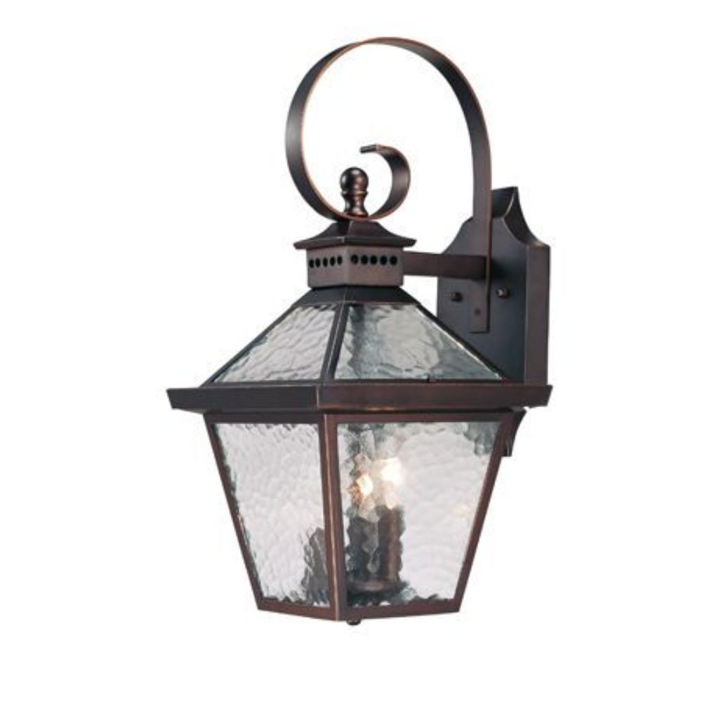 Acclaim Lighting-7672ABZ-Bay Street - Three Light Outdoor Wall Mount - 9.75 Inches Wide by 21 Inches High   Architectural Bronze Finish with Hammered Water Glass