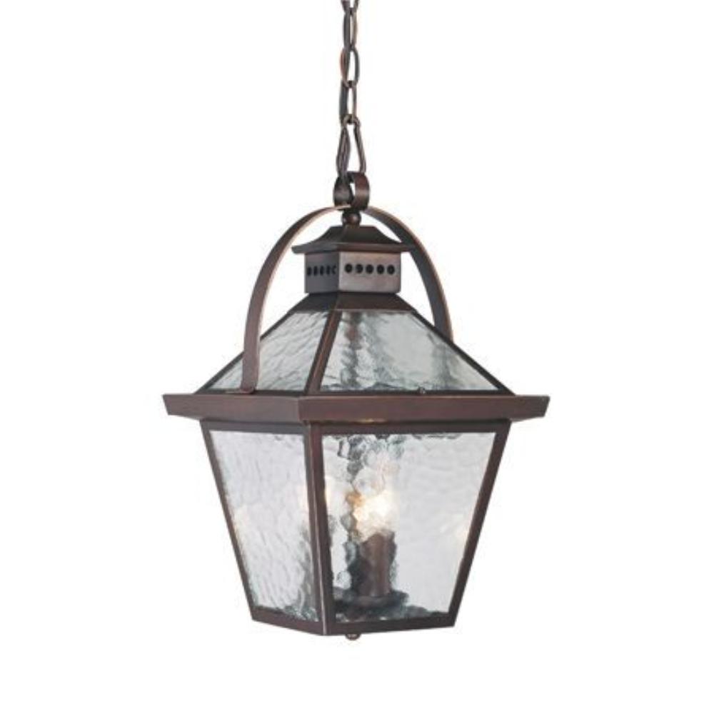 Acclaim Lighting-7676ABZ-Bay Street - Three Light Outdoor Hanging Lantern - 9.75 Inches Wide by 16.5 Inches High Architectural Bronze  Matte Black Finish with Hammered Water Glass