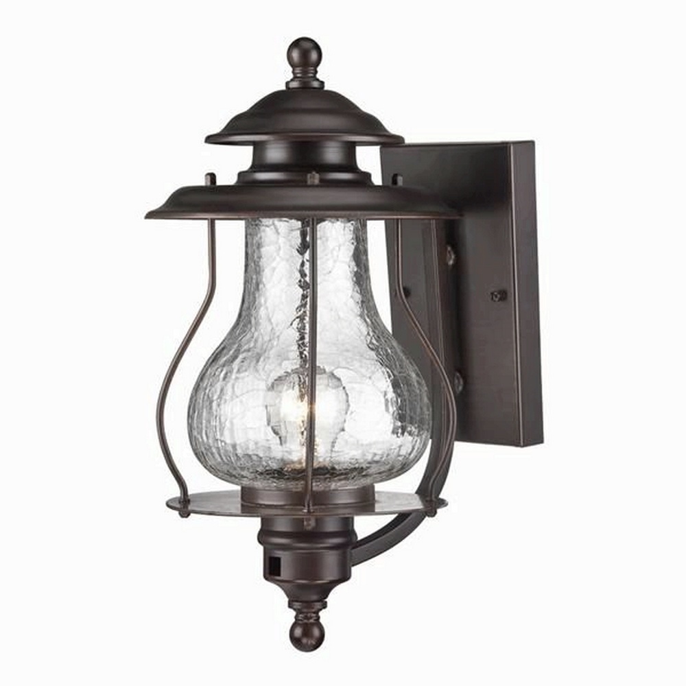 Acclaim Lighting-8201ABZ-Blue Ridge - One Light Wall Lantern - 8 Inches Wide by 16 Inches High Architectural Bronze  Matte BlackFinish with Clear Crackled Glass