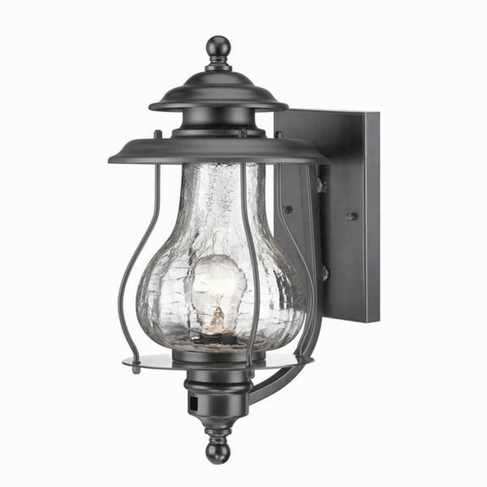 Acclaim Lighting-8201BK-Blue Ridge - One Light Wall Lantern - 8 Inches Wide by 16 Inches High   Matte BlackFinish with Clear Crackled Glass