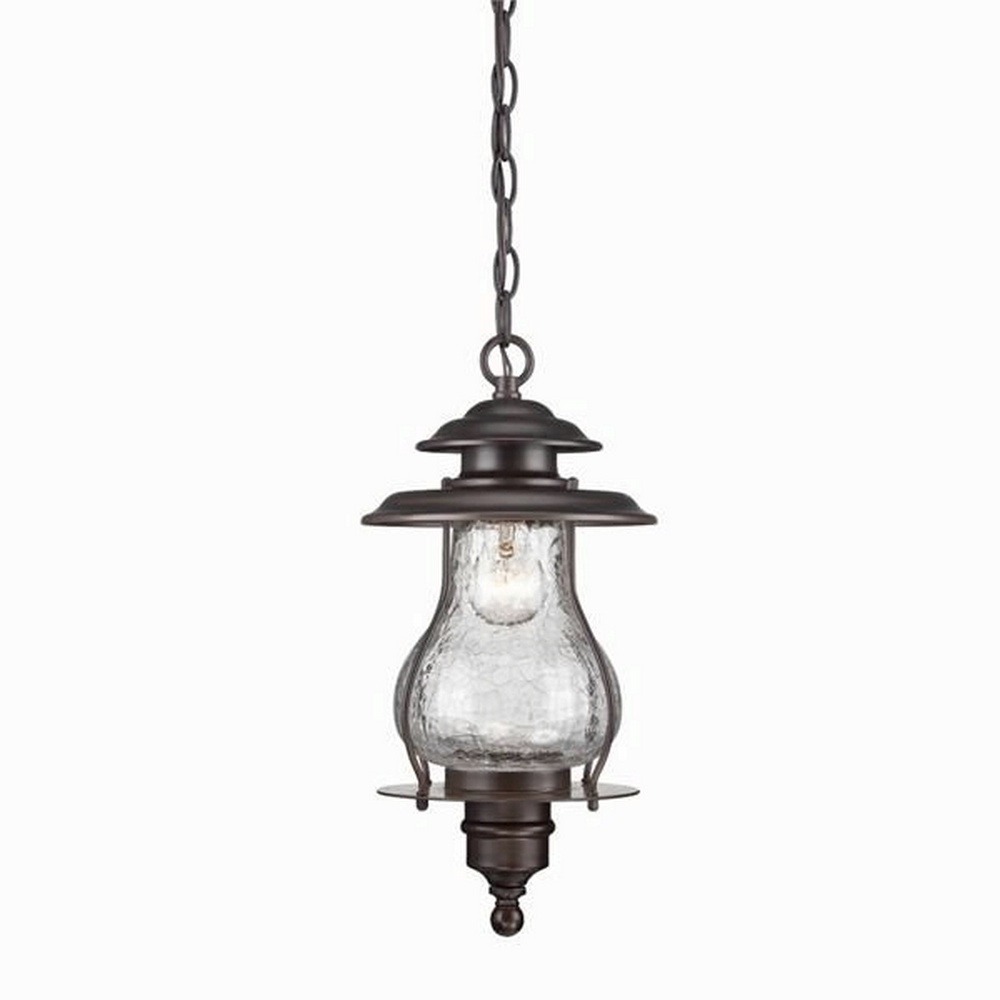 Acclaim Lighting-8206ABZ-Blue Ridge - One Light Hanging Lantern - 8 Inches Wide by 16.5 Inches High   Architectural BronzeFinish with Clear Crackled Glass