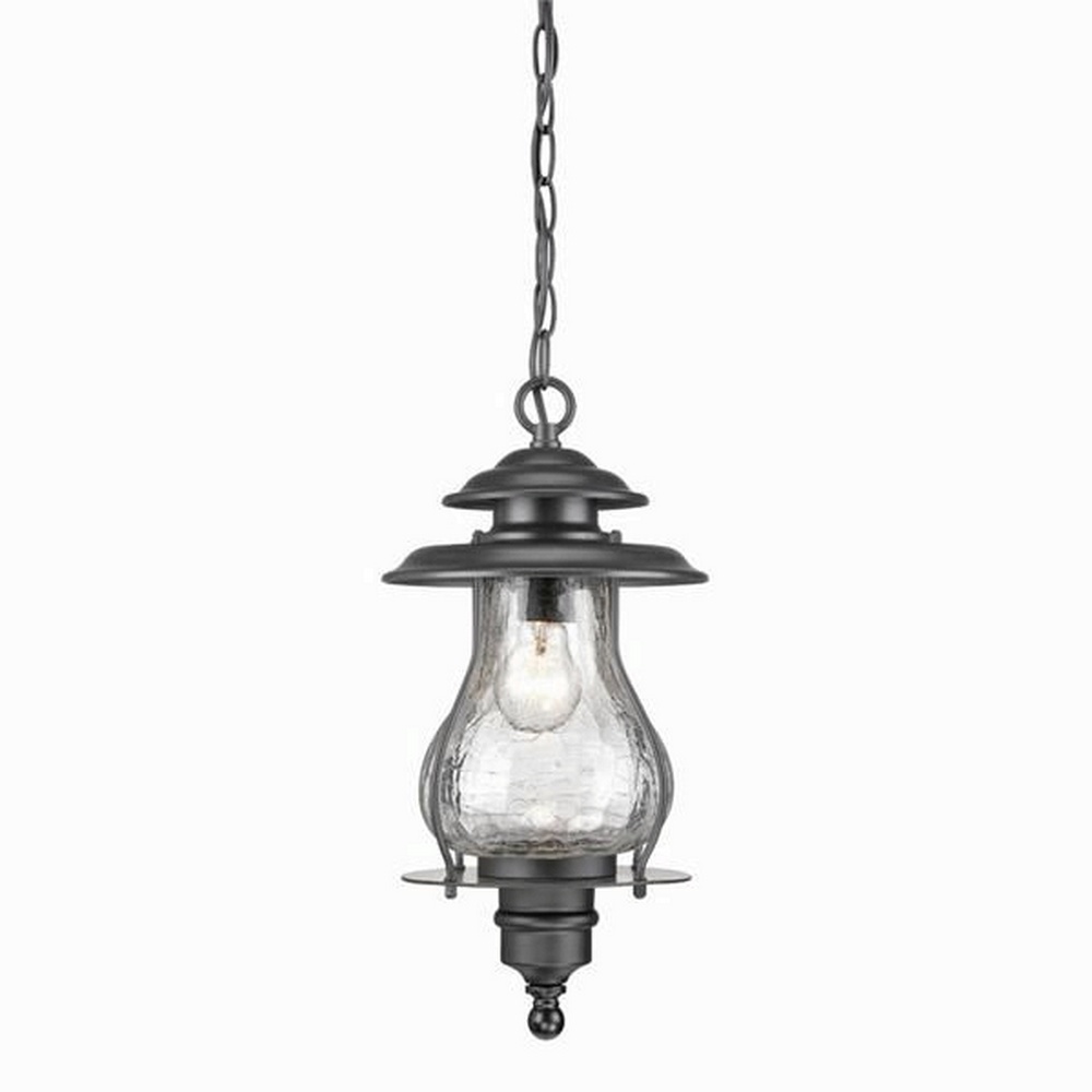 Acclaim Lighting-8206BK-Blue Ridge - One Light Hanging Lantern - 8 Inches Wide by 16.5 Inches High   Matte BlackFinish with Clear Crackled Glass