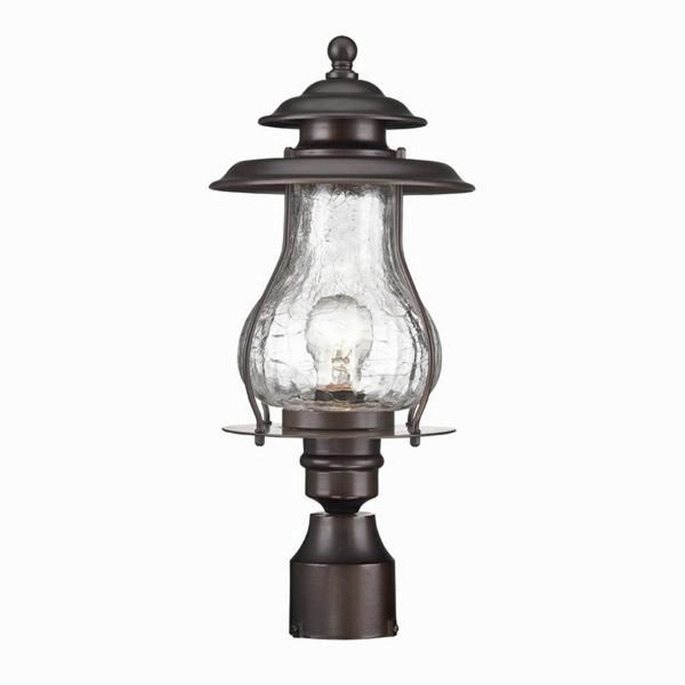 Acclaim Lighting-8207ABZ-Blue Ridge - One Light Post Lantern - 8 Inches Wide by 18 Inches High   Architectural BronzeFinish with Clear Crackled Glass