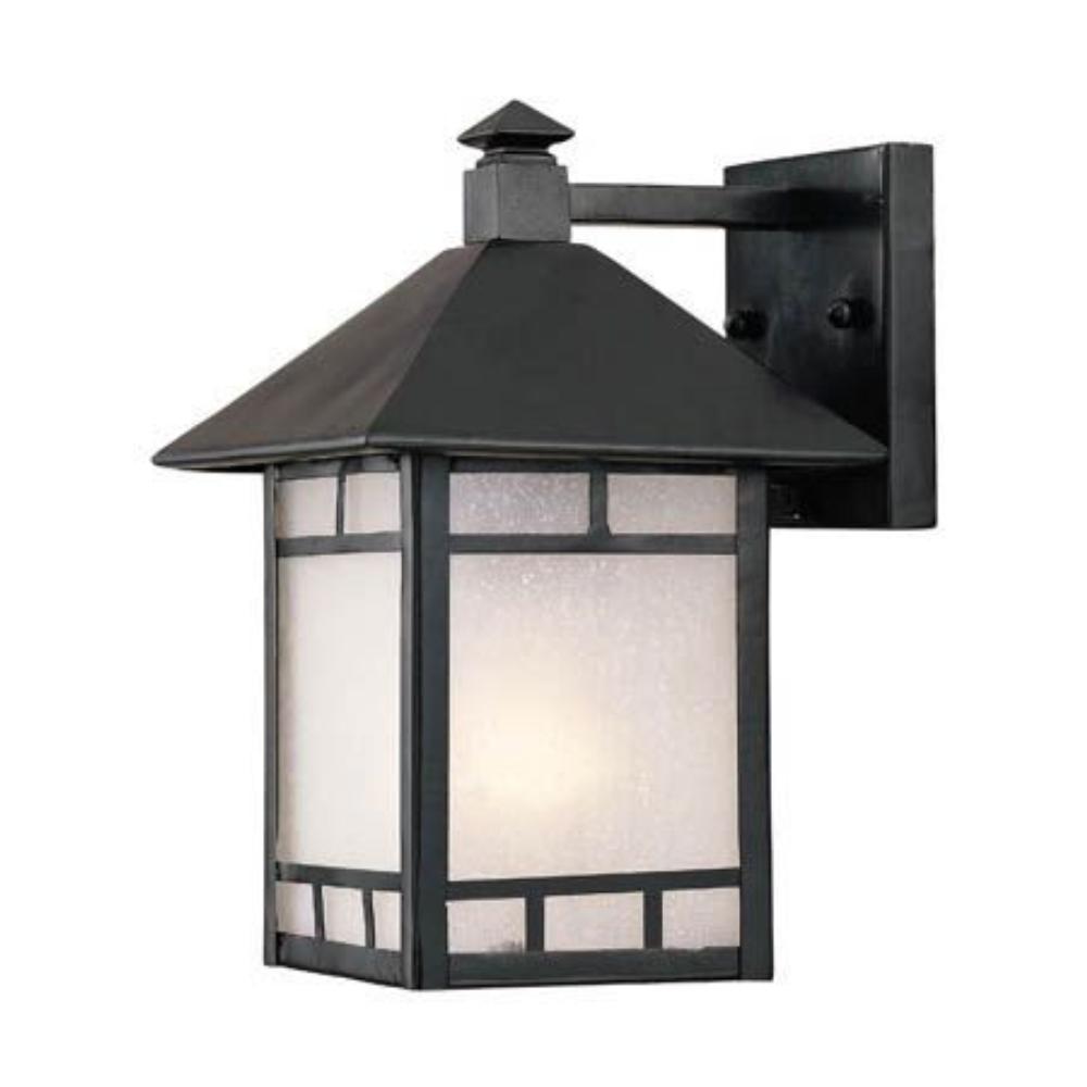 Acclaim Lighting-9002BK-Artisan - One Light Outdoor Wall Mount - 7 Inches Wide by 10.5 Inches High   Matte Black Finish with Frosted Seeded Glass