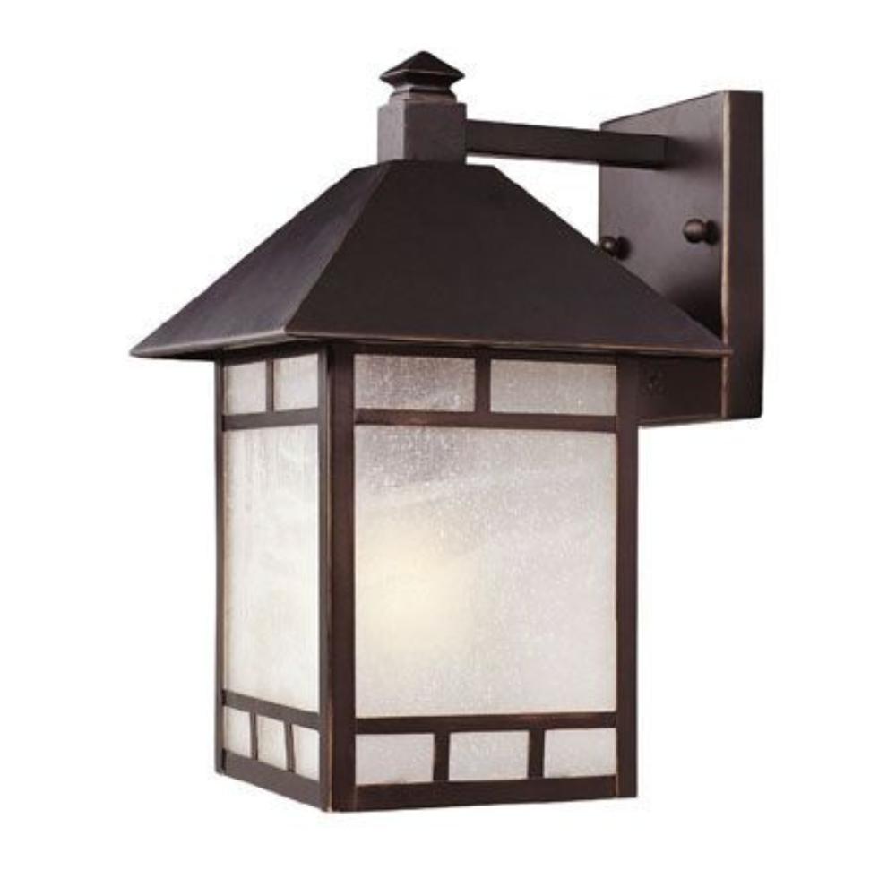Acclaim Lighting-9012ABZ-Artisan - One Light Outdoor Wall Mount - 8.5 Inches Wide by 14.5 Inches High   Architectural Bronze Finish with Frosted Seeded Glass