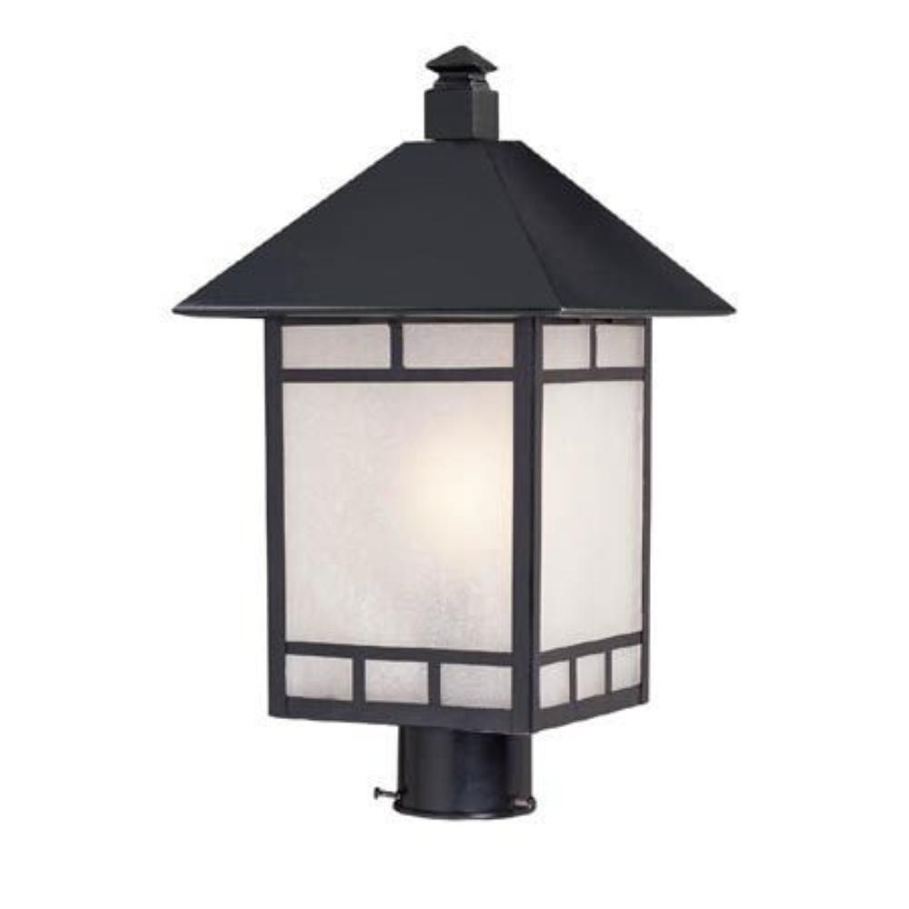 Acclaim Lighting-9027BK-Artisan - One Light Post - 10 Inches Wide by 18.5 Inches High Matte Black  Matte Black Finish with Frosted Seeded Glass