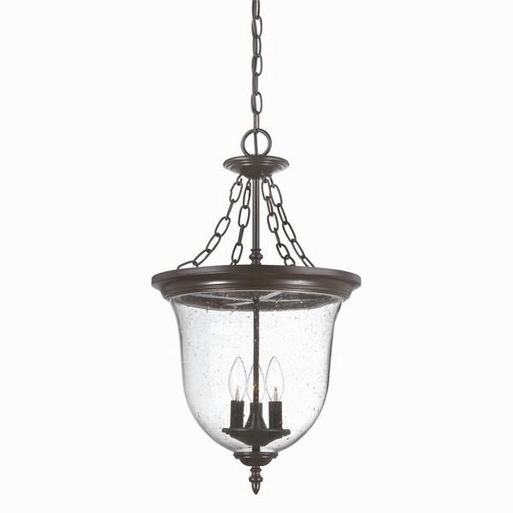 Acclaim Lighting-9316ABZ-Belle - Three Light Large Hanging Lantern - 14.25 Inches Wide by 25.38 Inches High Architectural Bronze  Matte BlackFinish with Clear Seeded Glass