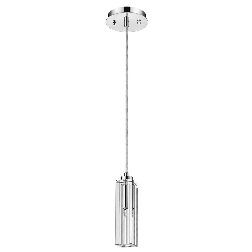 Acclaim Lighting-A800026-1-S-Solo - One Light Crystal Pendant - 7.5 Inches Wide by 1.75 Inches High   Polished Chrome Finish with Hand Polished 4-Sided Cut Crystal