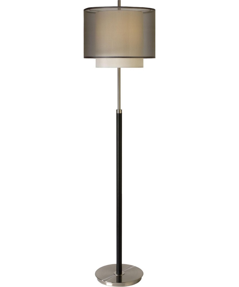 Acclaim Lighting-BF7134-Roosevelt - One Light Floor Lamp - 61 Inches Wide by 15.5 Inches High   Brushed Nickel/Expresso Finish with 2-Tier Smoke Shantung Shade