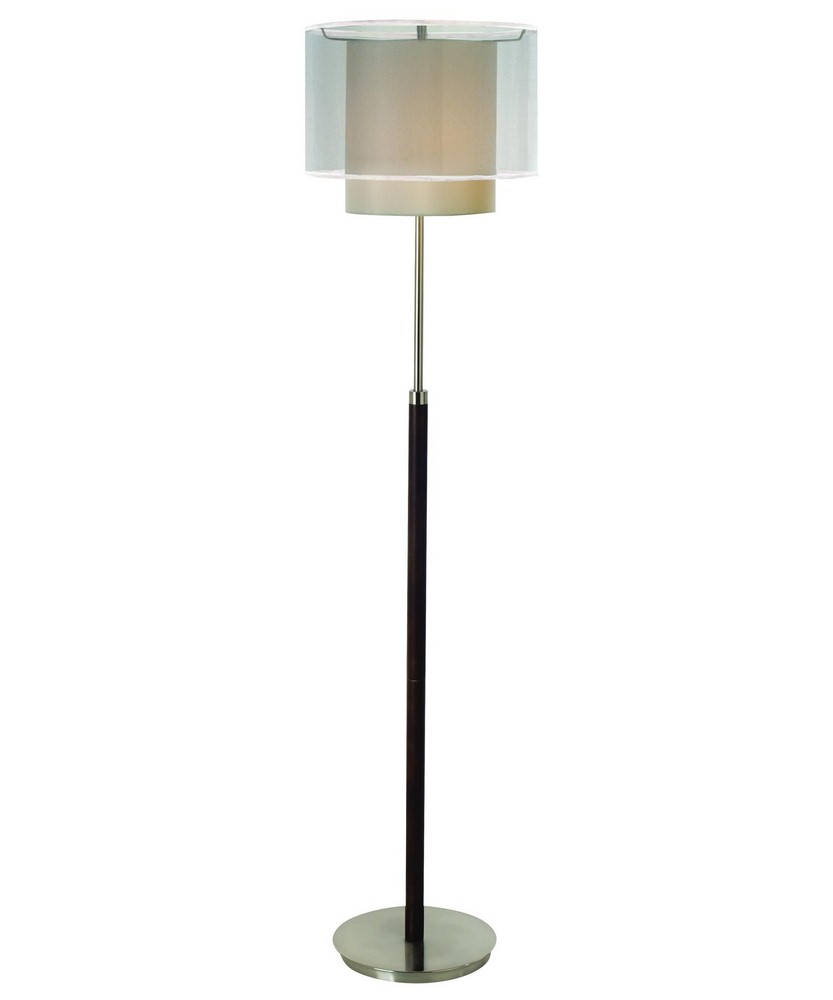 Acclaim Lighting-BF7164-Roosevelt - One Light Floor Lamp - 61 Inches Wide by 15.5 Inches High   Brushed Nickel/Expresso Finish with 2-Tier Sheer Snow Shantung Shade