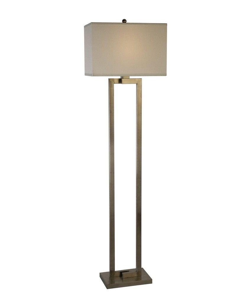 Acclaim Lighting-BF7475-Riley - One Light Floor Lamp - 61 Inches Wide by 16.5 Inches High   Brushed Nickel Finish with Off-White Shantung Shade