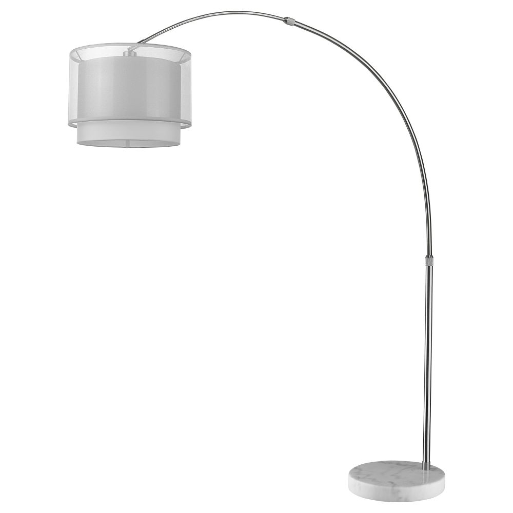 Acclaim Lighting-BFA8400-Brella Arc - One Light Floor Lamp - 50 Inches Wide by 69 Inches High   Brushed Nickel Finish with 2-Tier Sheer Snow Shantung Shade