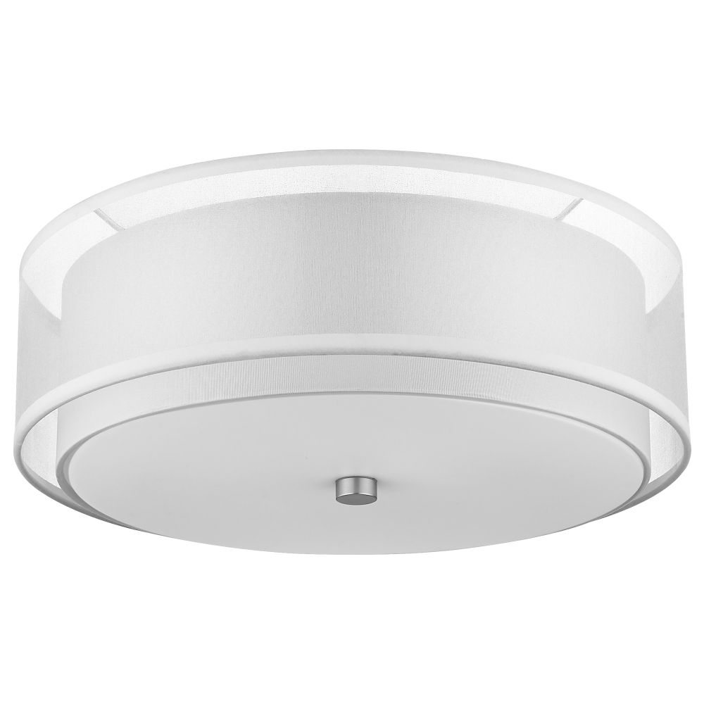 Acclaim Lighting-BP7158-Brella - Two Light Flush Mount - 6 Inches Wide by 16 Inches High   Brushed Nickel Finish with 2-Tier Sheer Snow Shantung Shade