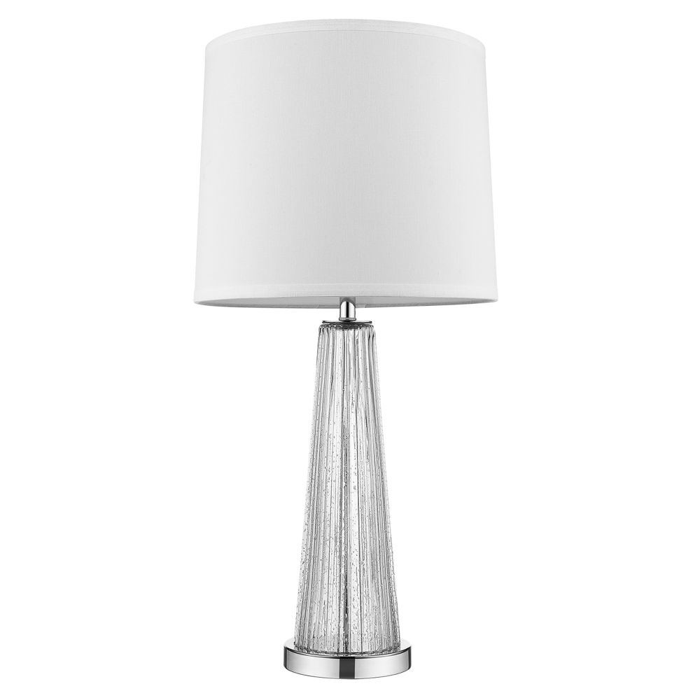 Acclaim Lighting-BT5760-Chiara - One Light Table Lamp - 29 Inches Wide by 14 Inches High   Polished Chrome Finish with Reeded Clear Glass with Off-White Linen Shade