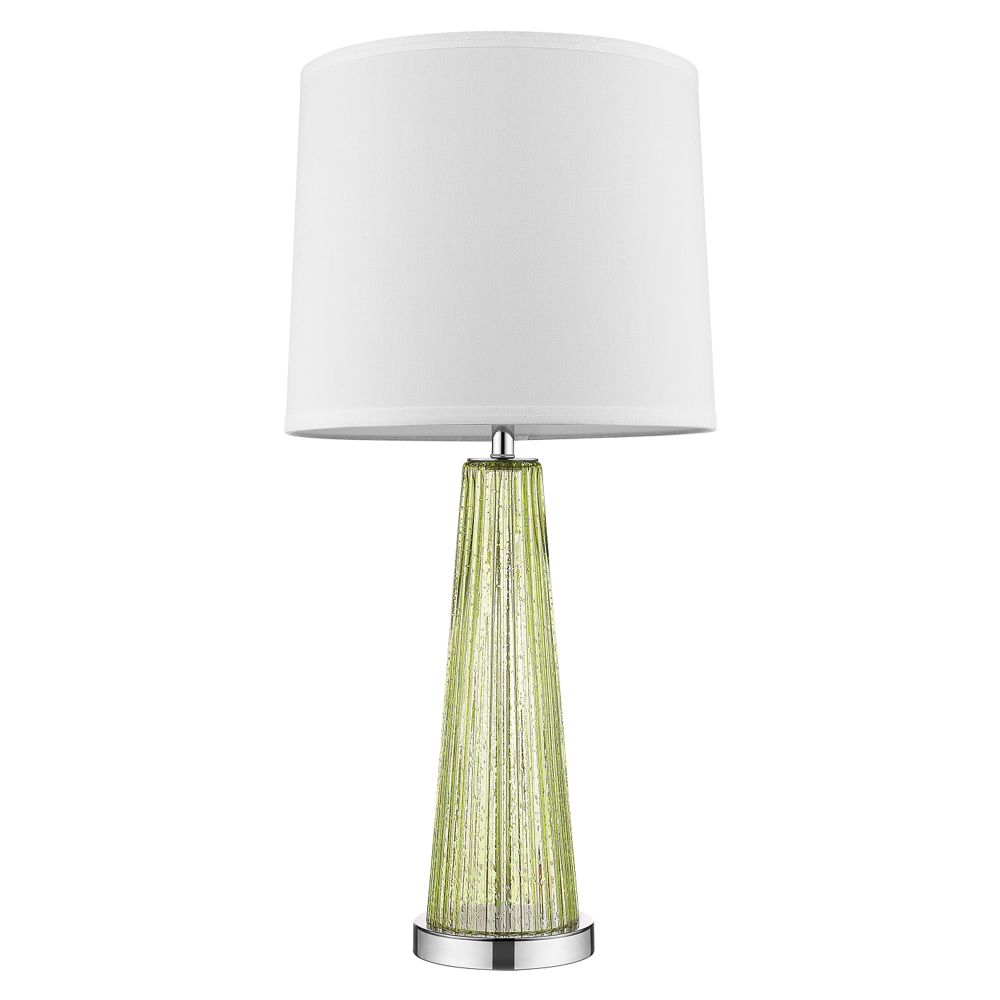 Acclaim Lighting-BT5762-Chiara - One Light Table Lamp - 29 Inches Wide by 14 Inches High   Polished Chrome Finish with Reeded Apple Green Glass with Off-White Linen Shade