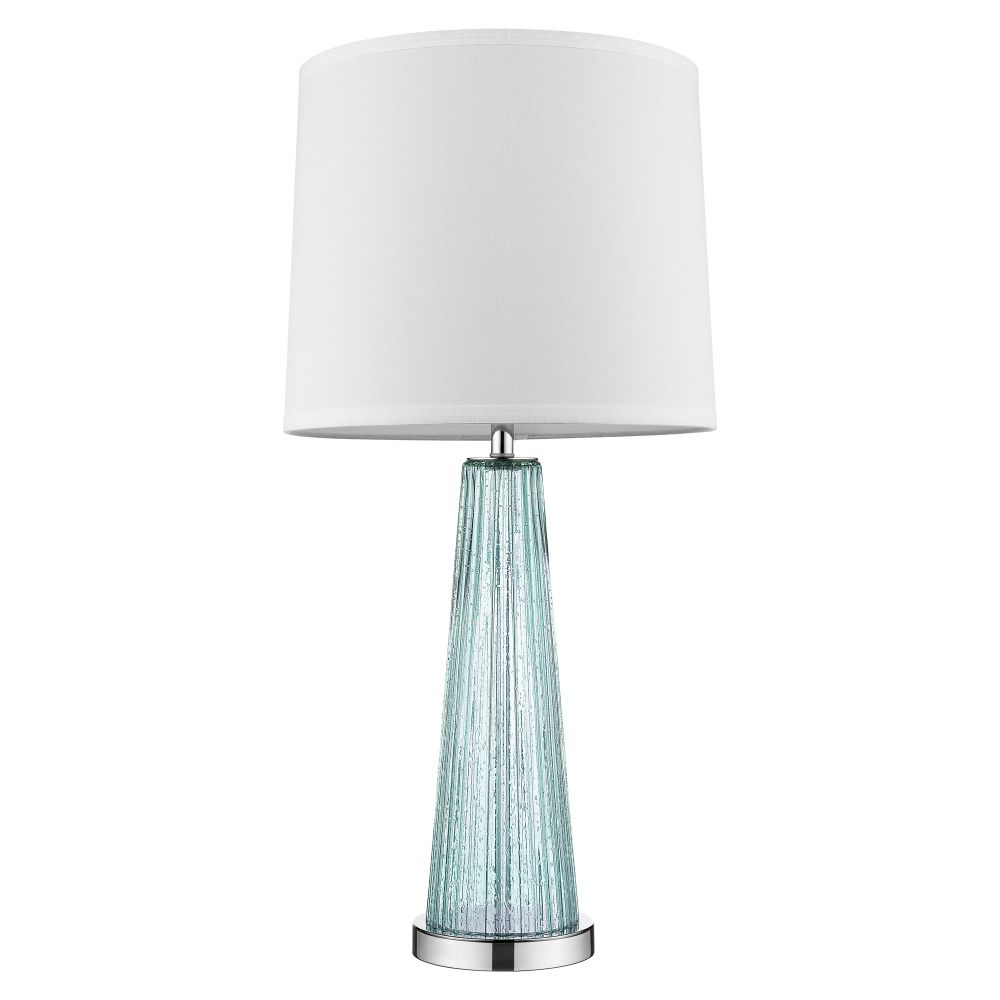 Acclaim Lighting-BT5763-Chiara - One Light Table Lamp - 29 Inches Wide by 14 Inches High   Polished Chrome Finish with Reeded Seafoam Glass with Off-White Linen Shade