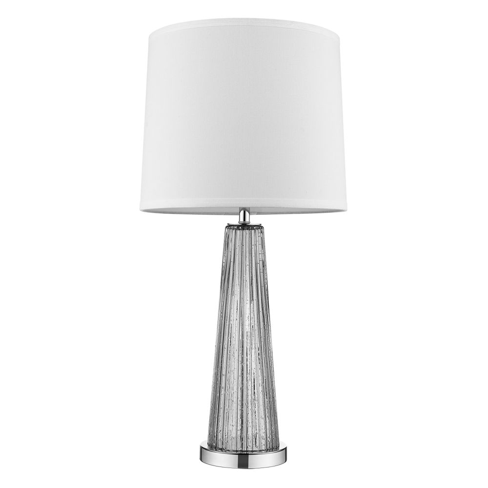 Acclaim Lighting-BT5765-Chiara - One Light Table Lamp - 29 Inches Wide by 14 Inches High   Polished Chrome Finish with Reeded Gray Glass with Off-White Linen Shade