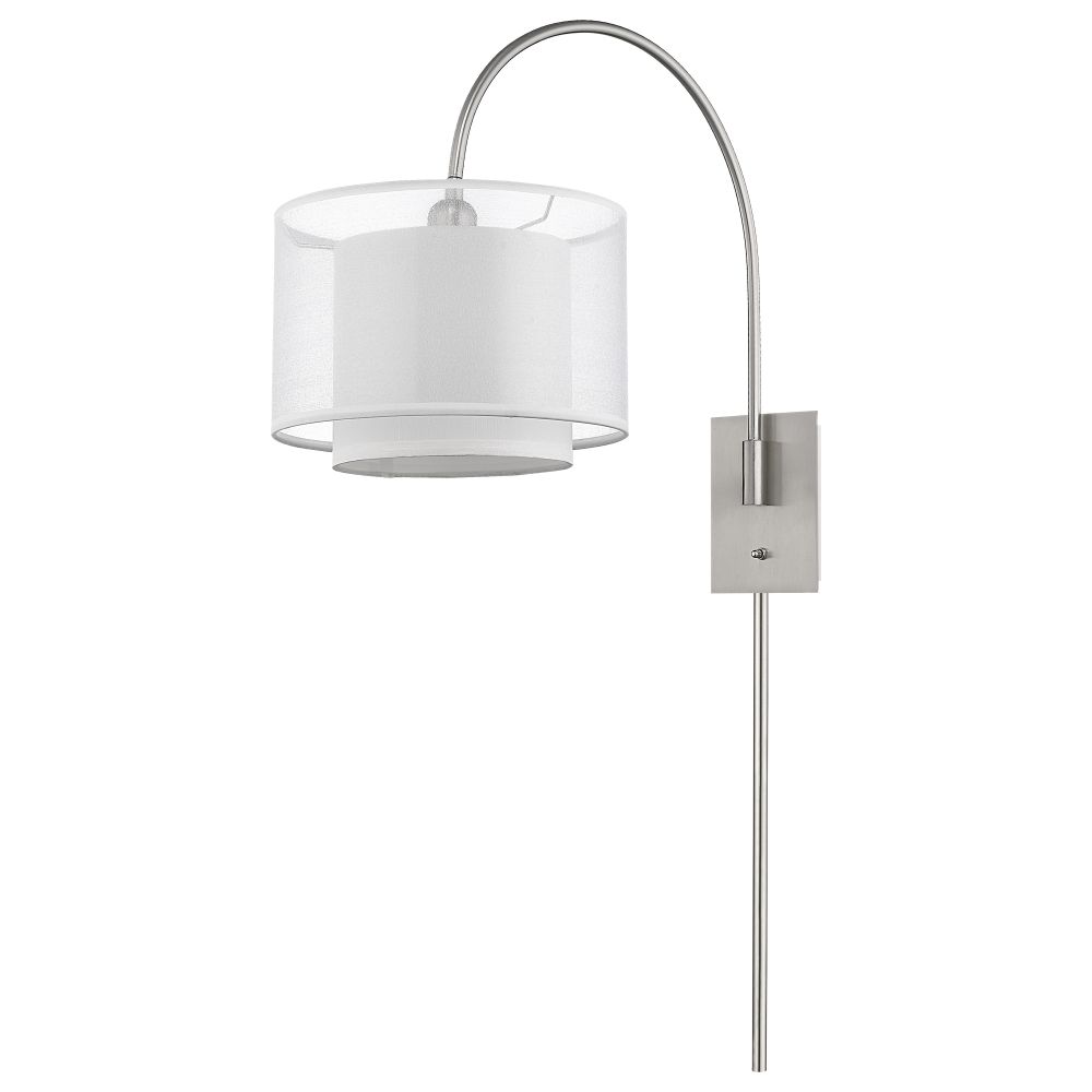 Acclaim Lighting-BW7155-Brella - One Light Small Arc Wall Mount - 20 Inches Wide by 21 Inches High   Brushed Nickel Finish with 2-Tier Sheer Snow Shantung Shade