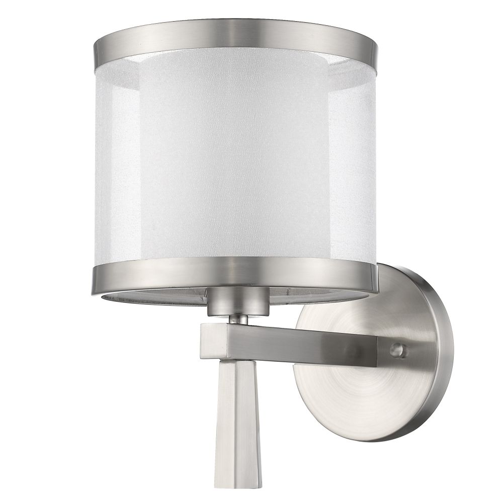 Acclaim Lighting-BW8947-Lux - One Light Wall Sconce - 13 Inches Wide by 8 Inches High   Brushed Nickel Finish with Sheer Snow Shantung Shade