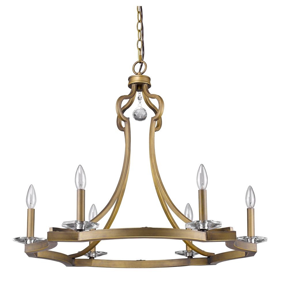 Acclaim Lighting-IN11015RB-Peyton - Six Light Chandelier - 30.75 Inches Wide by 25.25 Inches High   Raw Brass Finish with Clear Crystal