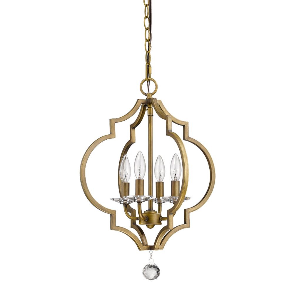 Acclaim Lighting-IN11017RB-Peyton - Four Light Chandelier - 16 Inches Wide by 21 Inches High   Raw Brass Finish with Clear Crystal