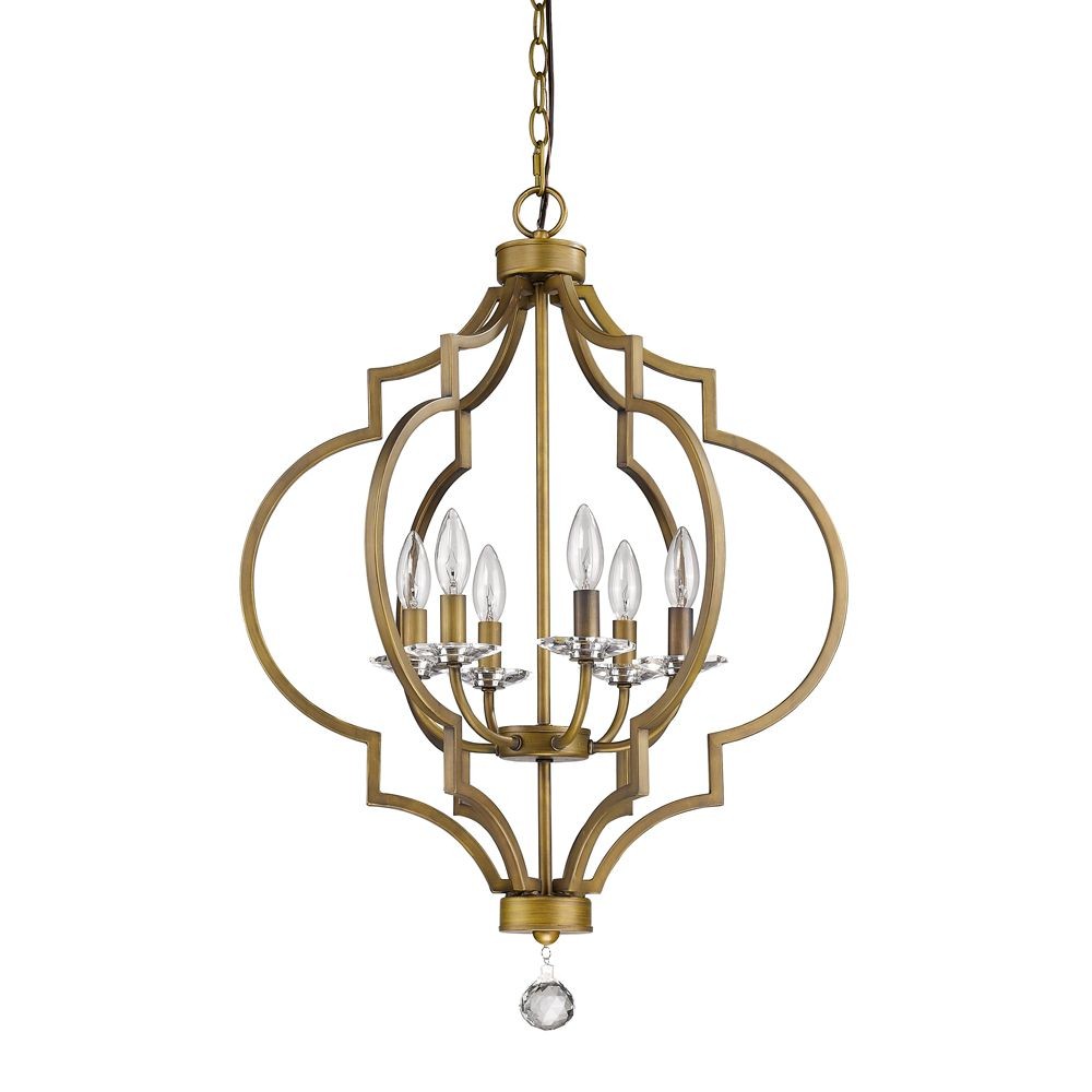 Acclaim Lighting-IN11018RB-Peyton - Six Light Chandelier - 21.25 Inches Wide by 30 Inches High   Raw Brass Finish with Clear Crystal