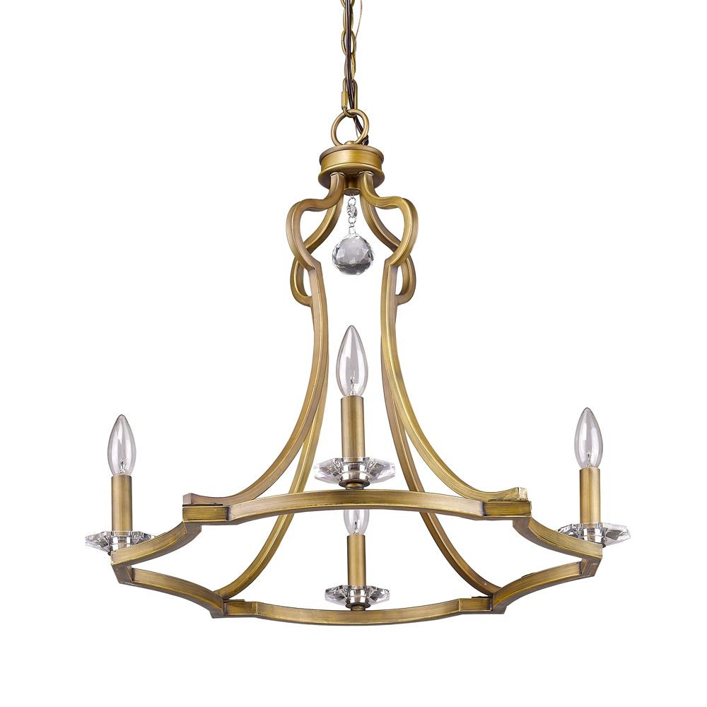 Acclaim Lighting-IN11019RB-Peyton - Four Light Chandelier - 23 Inches Wide by 22 Inches High   Raw Brass Finish with Clear Crystal