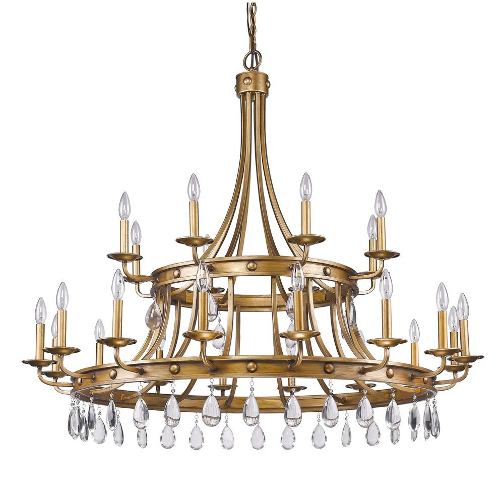 Acclaim Lighting-IN11028AG-Krista - Twenty-Four Light 2-Tier Chandelier in Antique Style - 48.5 Inches Wide by 42 Inches High   Antique Gold Finish with Clear Crystal