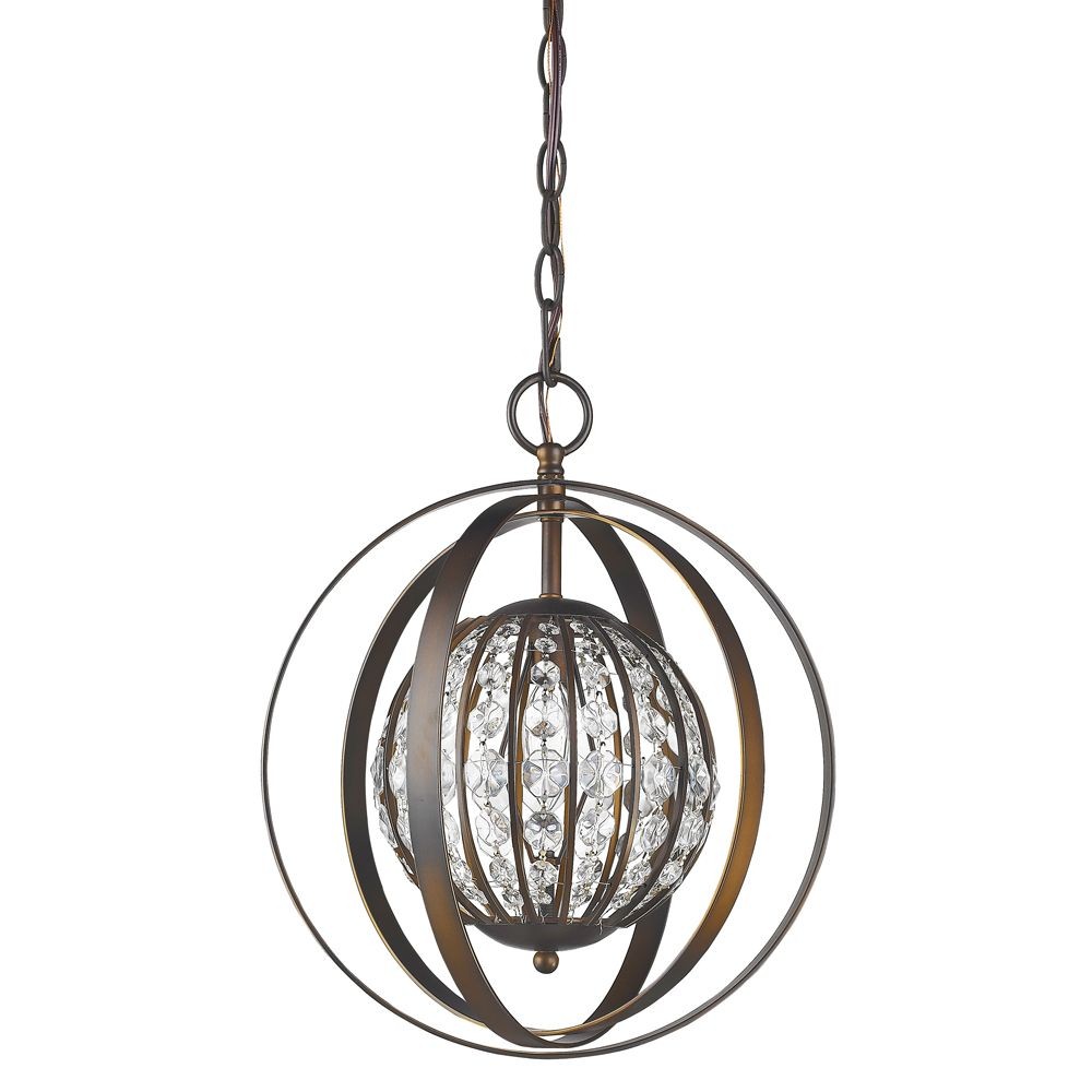 Acclaim Lighting-IN11097ORB-Olivia - One Light Pendant - 13 Inches Wide by 16 Inches High Oil Rubbed Bronze  Polished Nickel Finish with Clear Crystal