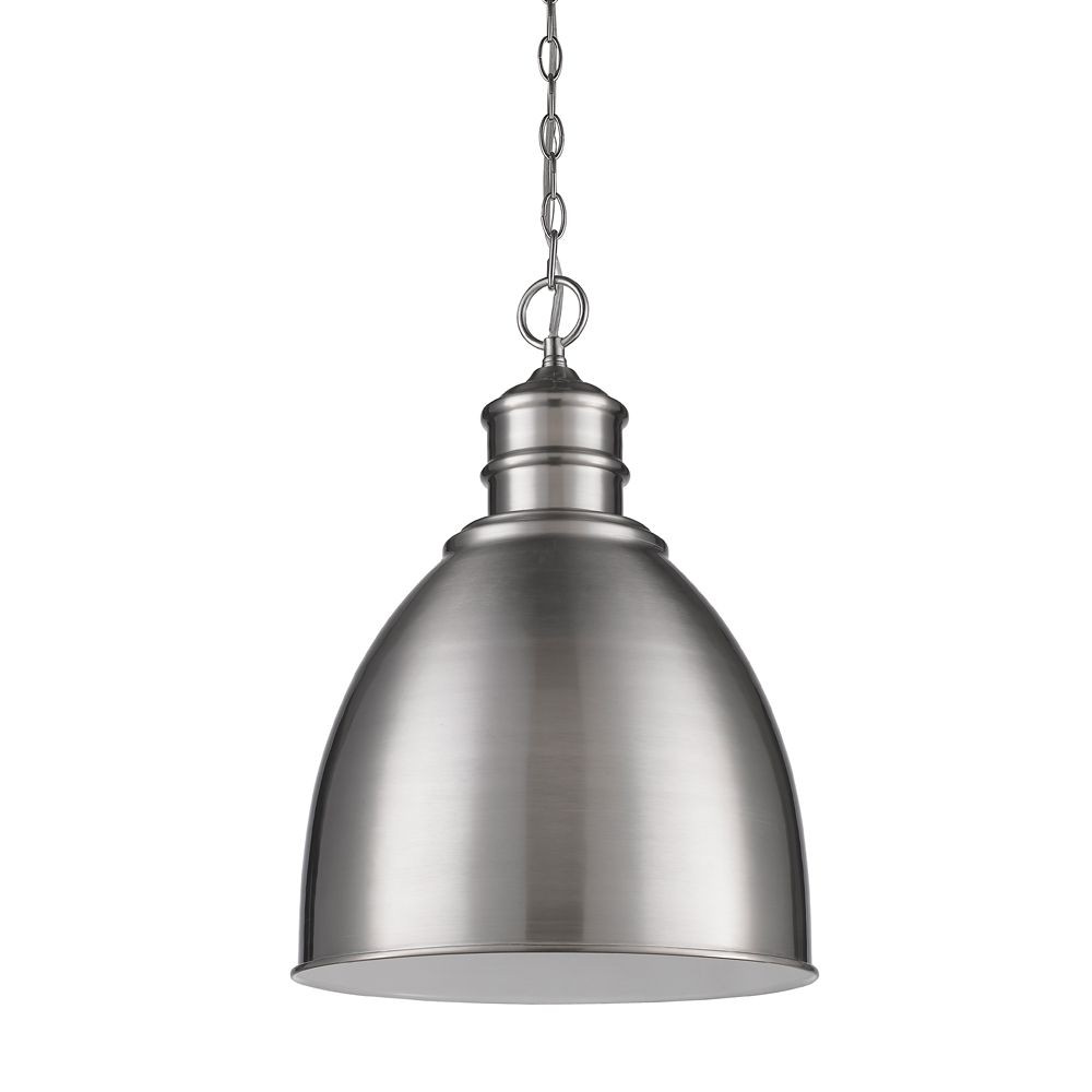 Acclaim Lighting-IN11170SN-Colby - One Light Pendant in Farmhouse Style - 17.5 Inches Wide by 25.25 Inches High Satin Nickel  White Finish