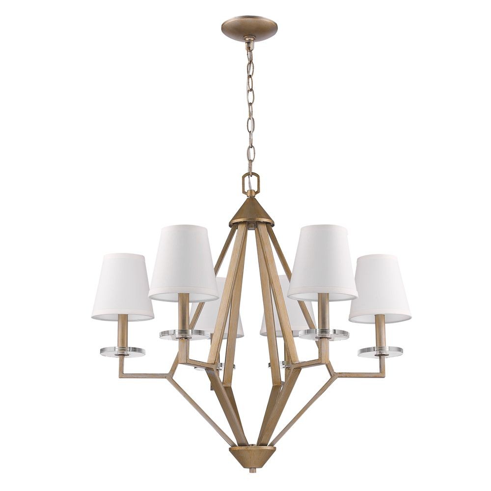 Acclaim Lighting-IN11320WG-Easton - Six Light Chandelier - 28 Inches Wide by 26.25 Inches High   Washed Gold Finish with White Fabric Shade