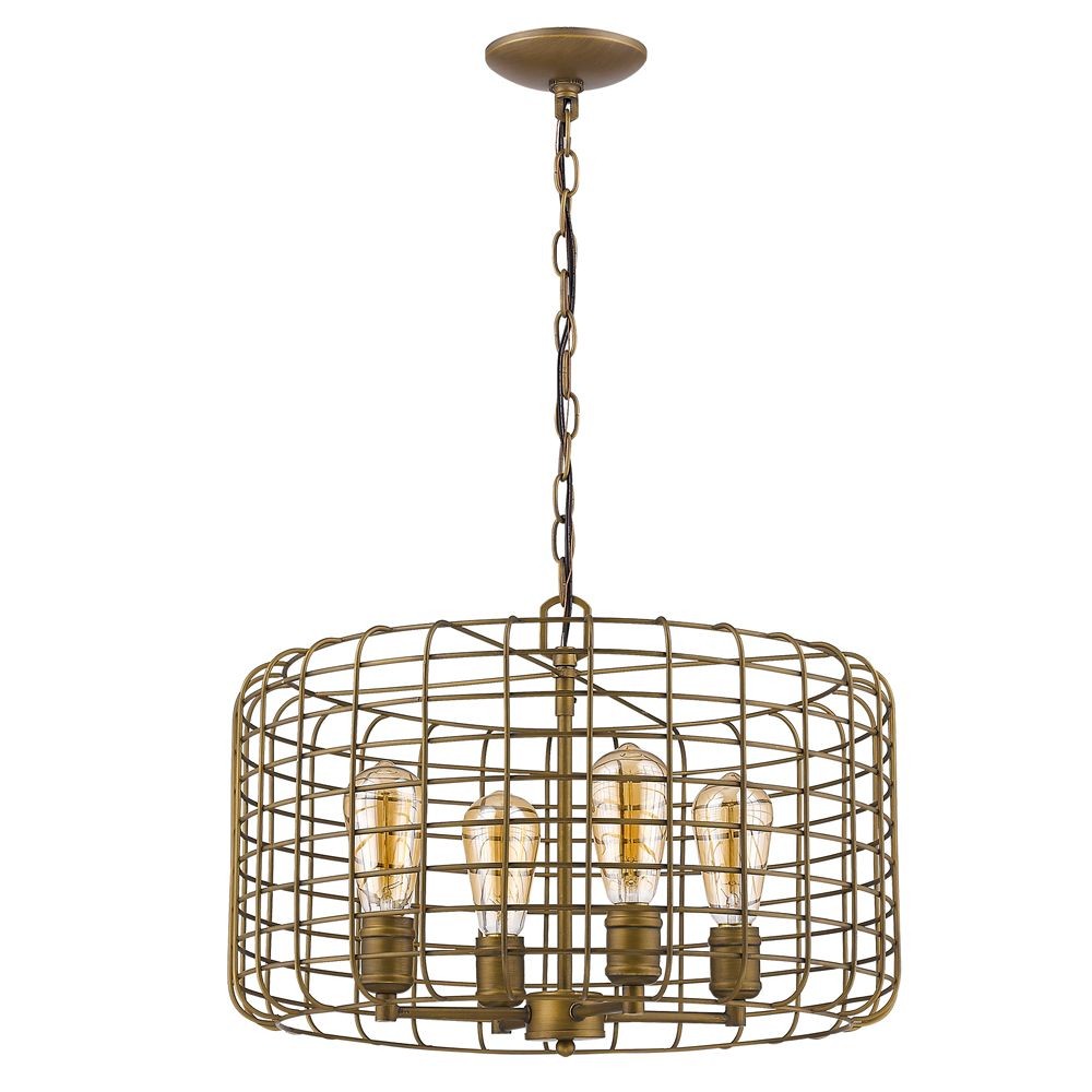 Acclaim Lighting-IN11330RB-Lynden - Four Light Pendant in Industrial Style - 20.25 Inches Wide by 13.75 Inches High   Raw Brass Finish