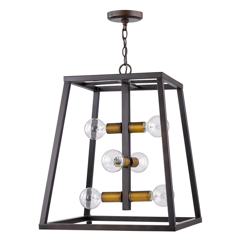 Acclaim Lighting-IN11381ORB-Tiberton - Six Light Pendant in Modern Style - 19 Inches Wide by 23.25 Inches High   Oil Rubbed Bronze/Raw Brass Finish