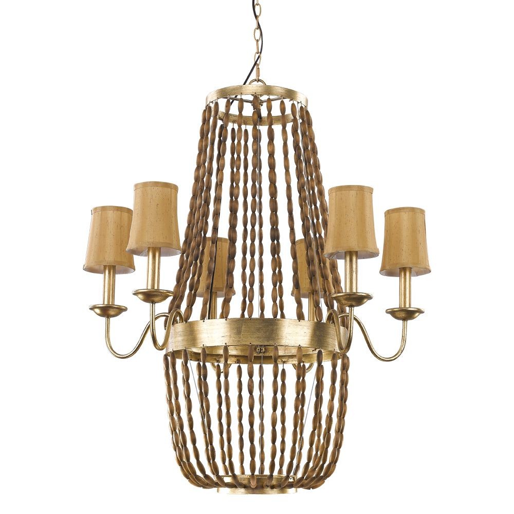 Acclaim Lighting-IN11405AGL-Anastasia - Six Light Chandelier in Classic Style - 33.25 Inches Wide by 42 Inches High   Antique Gold Leaf Finish with Gold Fabric Shade