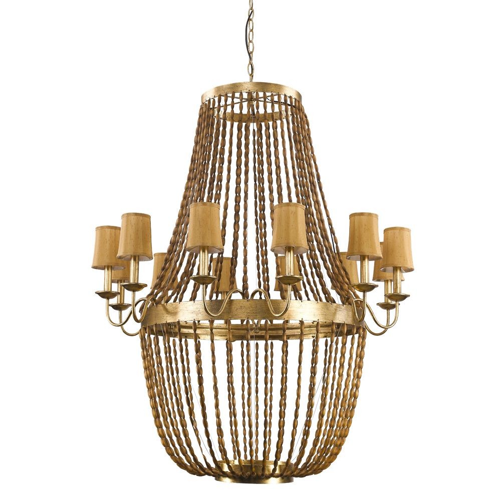 Acclaim Lighting-IN11406AGL-Anastasia - Twelve Light Chandelier in Classic Style - 49.25 Inches Wide by 65 Inches High   Antique Gold Leaf Finish with Gold Fabric Shade