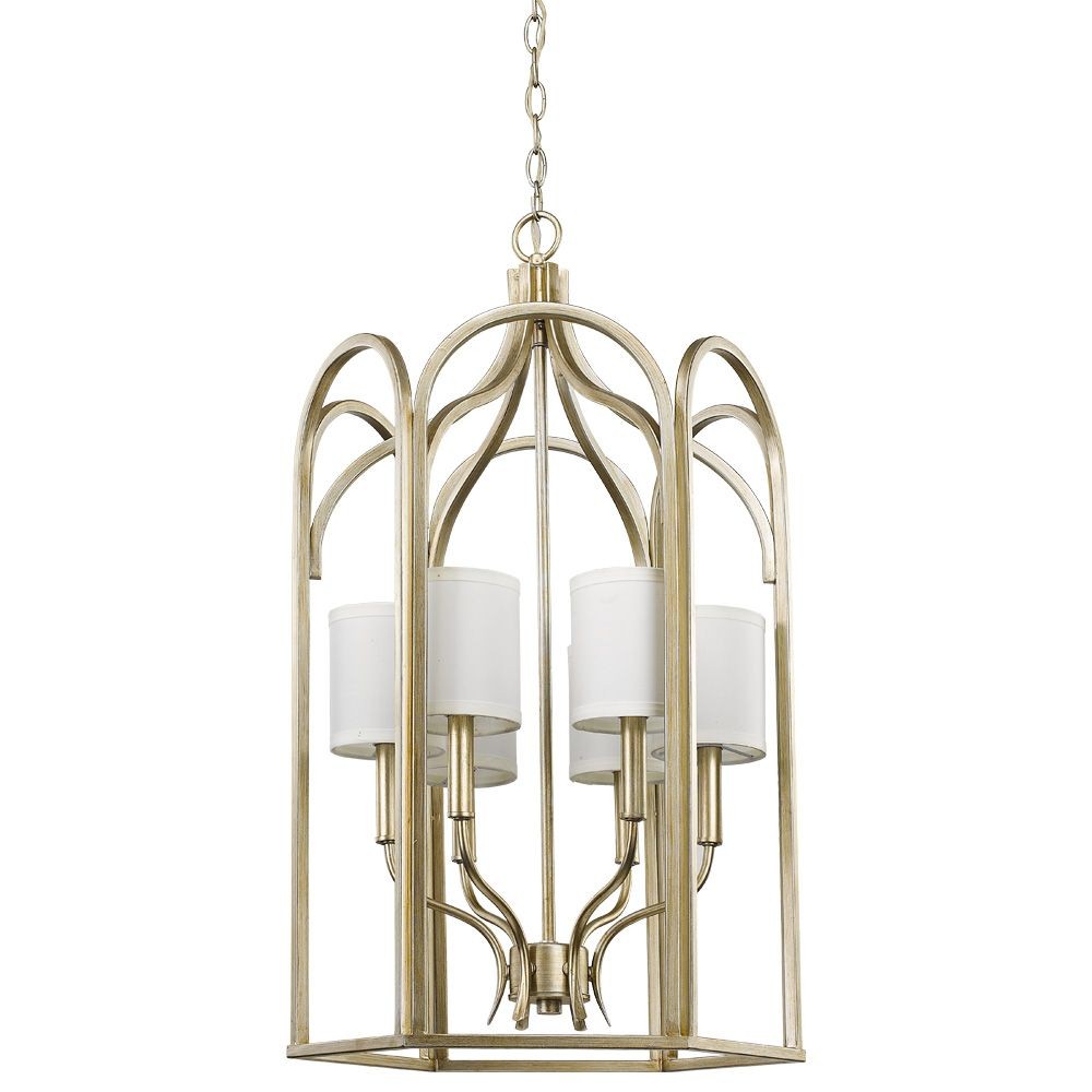 Acclaim Lighting-IN11415WG-Ellie - Six Light Pendant - 18 Inches Wide by 32 Inches High   Washed Gold Finish with White Fabric Shade