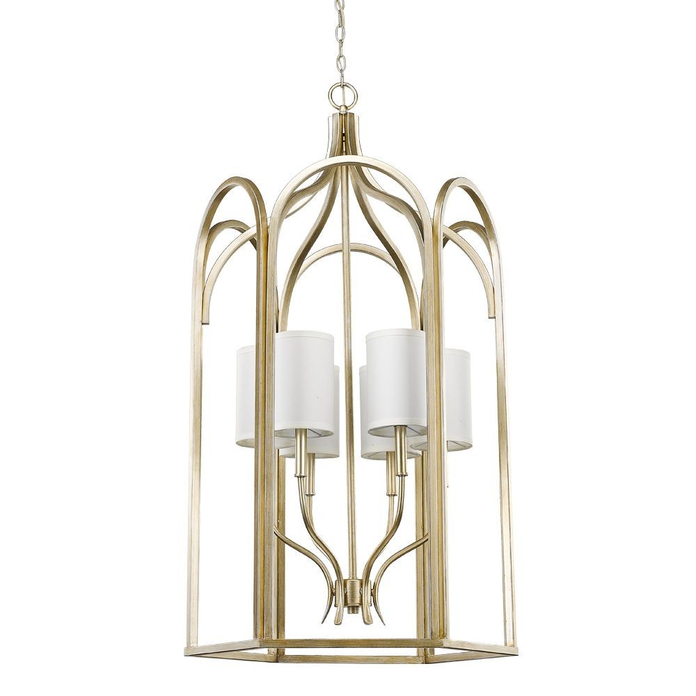 Acclaim Lighting-IN11416WG-Ellie - Six Light Chandelier - 25 Inches Wide by 45.5 Inches High   Washed Gold Finish with White Fabric Shade
