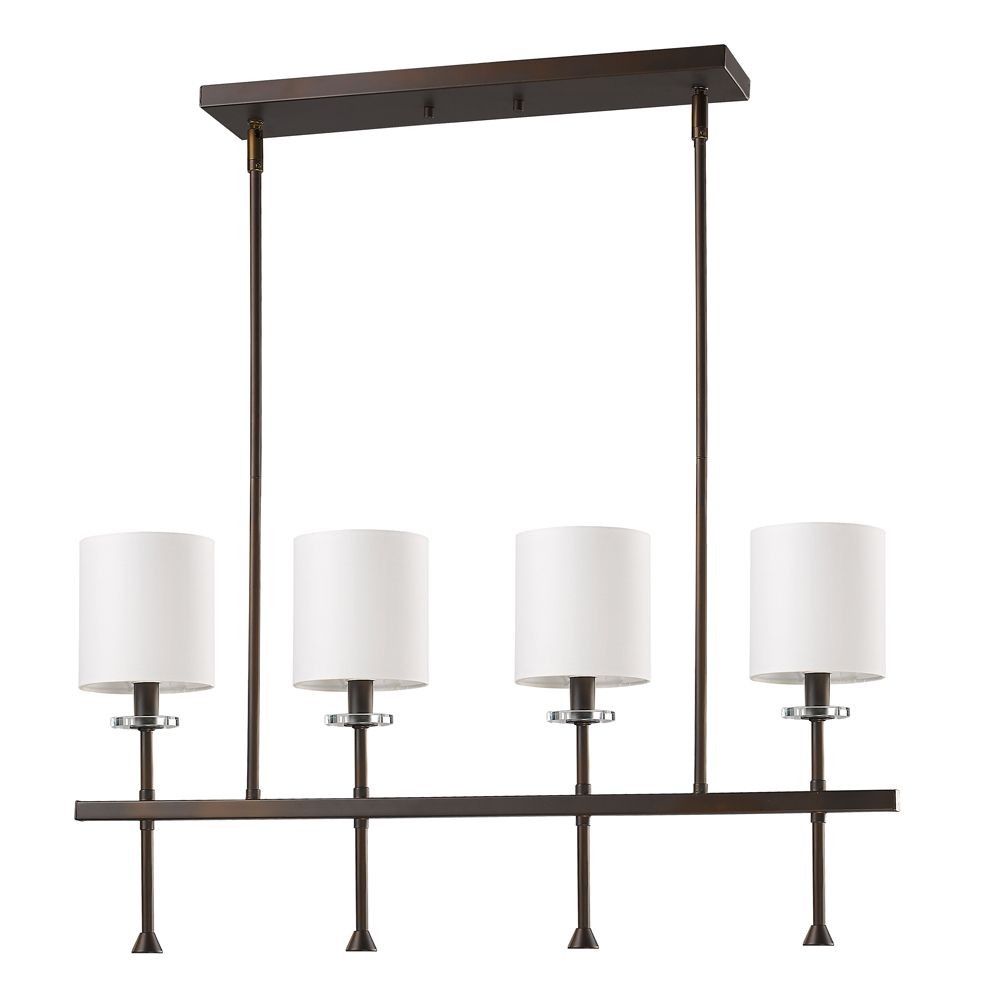 Acclaim Lighting-IN21042ORB-Kara - Four Light Pendant - 4.75 Inches Wide by 15 Inches High Oil Rubbed Bronze  Polished Nickel Finish with White Fabric Shade