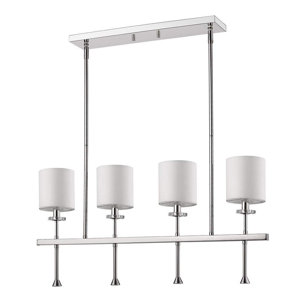 Acclaim Lighting-IN21042PN-Kara - Four Light Pendant - 4.75 Inches Wide by 15 Inches High Polished Nickel  Polished Nickel Finish with White Fabric Shade