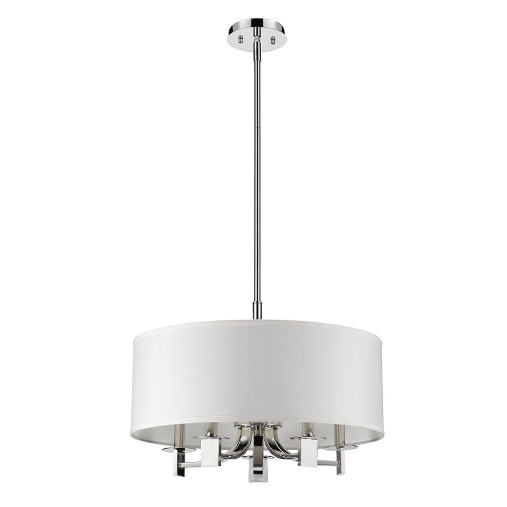 Acclaim Lighting-IN21141PN-Andrea - Five Light Pendant - 20 Inches Wide by 13.5 Inches High   Polished Nickel Finish with White Fabric Shade