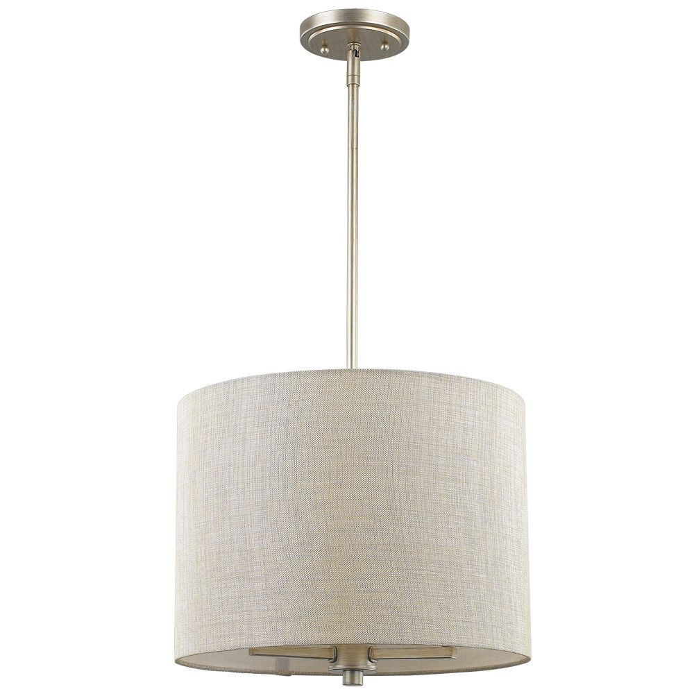 Acclaim Lighting-IN21142WG-Daria - Three Light Pendant in Classic Style - 15 Inches Wide by 11 Inches High   Washed Gold Finish with White Fabric Shade